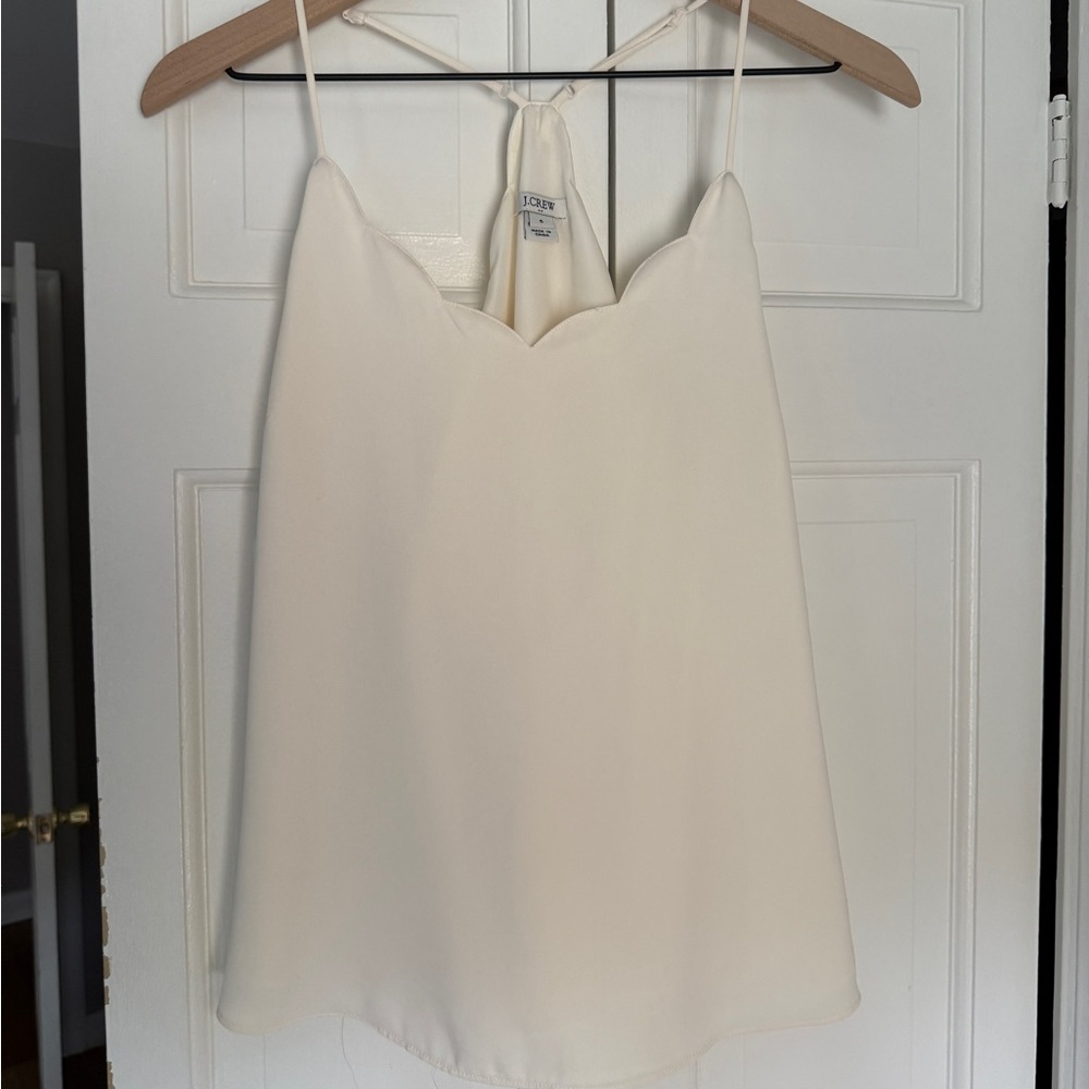J Crew Cream Cami Top with Scalloped Edge